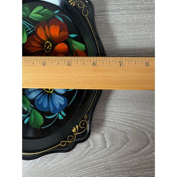 Set of 6 Vintage Russian Hand-Painted Metal Trays –Floral Zhostovo Folk Art USSR - Picture 10 of 11